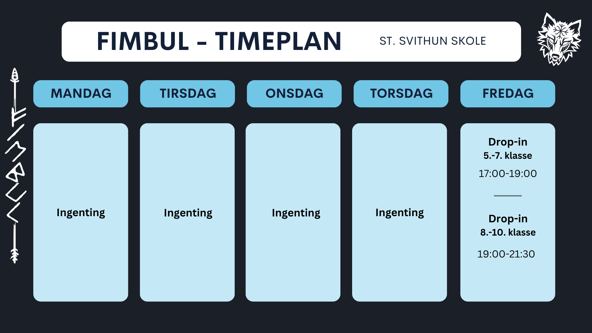 Fimbul e-sport timeplan 2025, St. Svithun skole