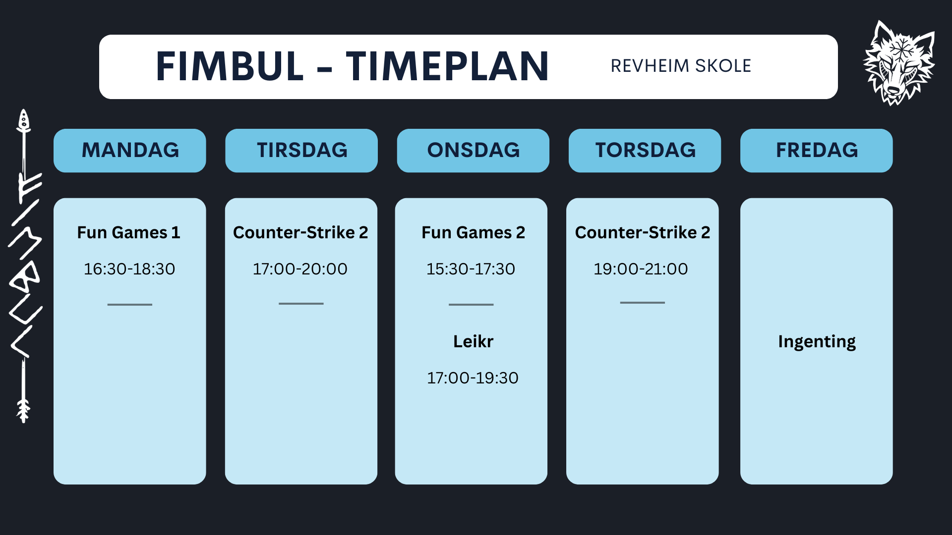 Timeplan-Revheim-Host-2026 Fimbul e-sport timeplan 2025, Revheim skole